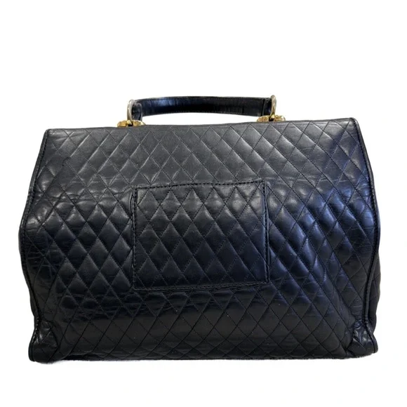 Valentino Orlandi Black Quilted Leather Top Handle Handbag - Picture 2 of 10